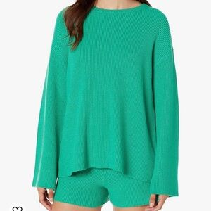 (SET) The Drop Ribbed Crew Neck Back Slit Pullover Sweater and Matching Short 2X